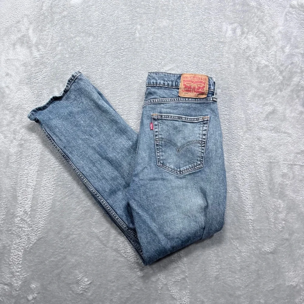 Levi's 514 Straight Fit Jeans Mens 34x32 Blue Medium Wash Stretch Denim